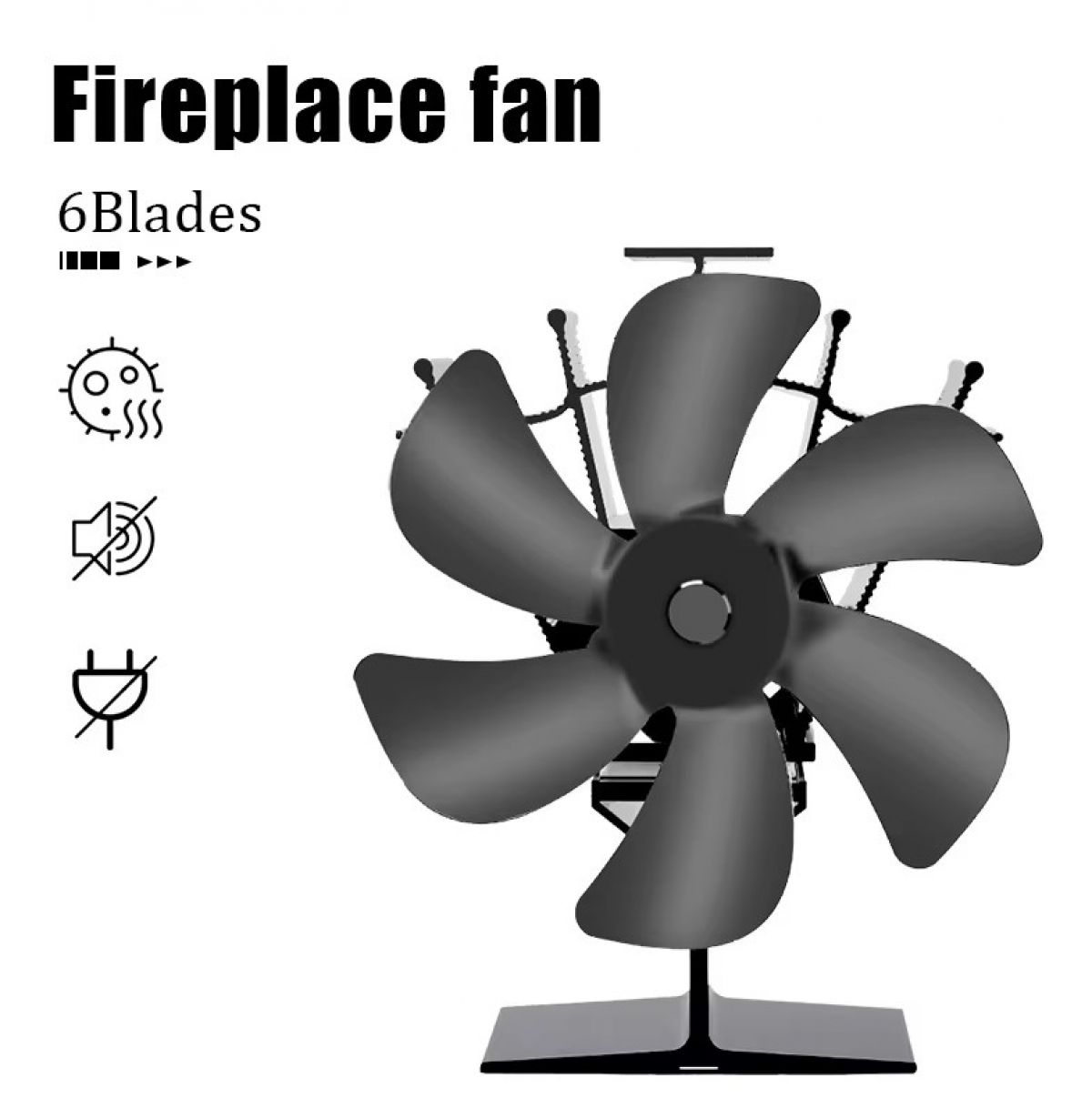 Stove Fan, 6 Blades Fireplace Fan