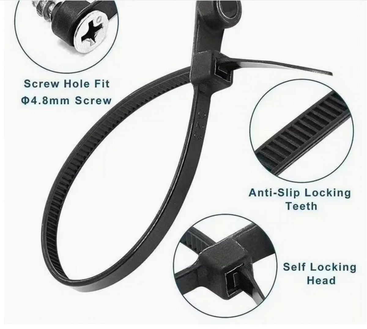 Nailonist kaablisidemete (klambrite) komplekt - 100tükki, mustad