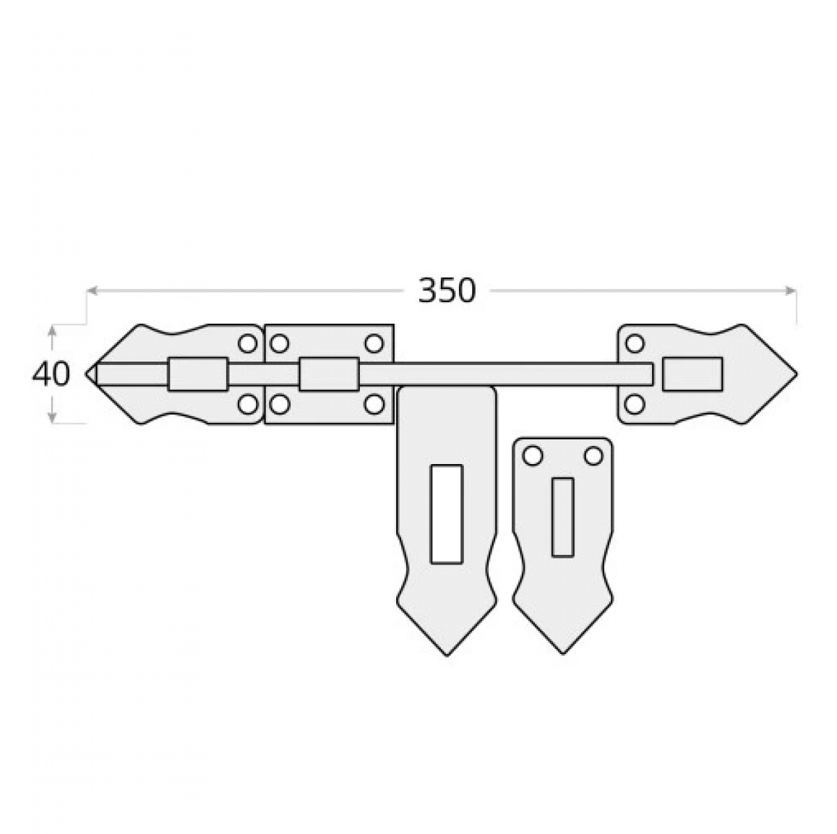 WCW 340 Door Latch C 340x40mm, Black