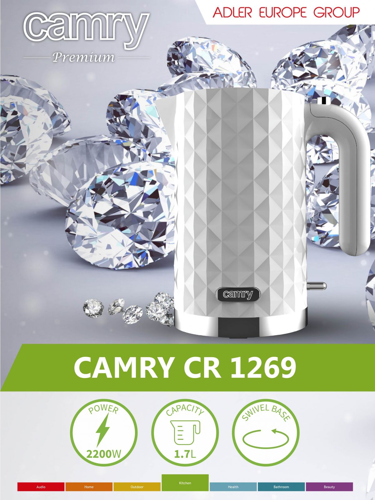 Camry CR 1269w Чайник пластиковый 1,7 л