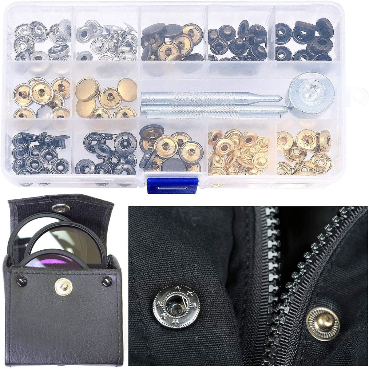 Set of metallic buttons