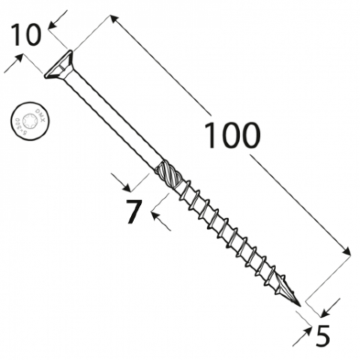 Wood screw CS 5x100 TX25 Zn (100 pcs/pack) DOMAX