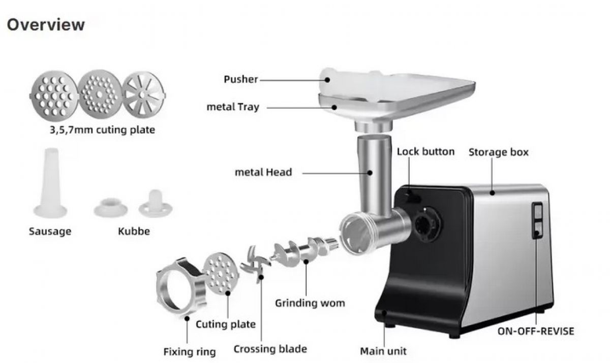 Electric meat grinder 1200 W