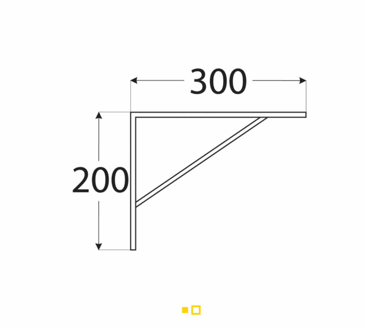 Кронштейн стальной усиленный 300x200x20x3,0 белый