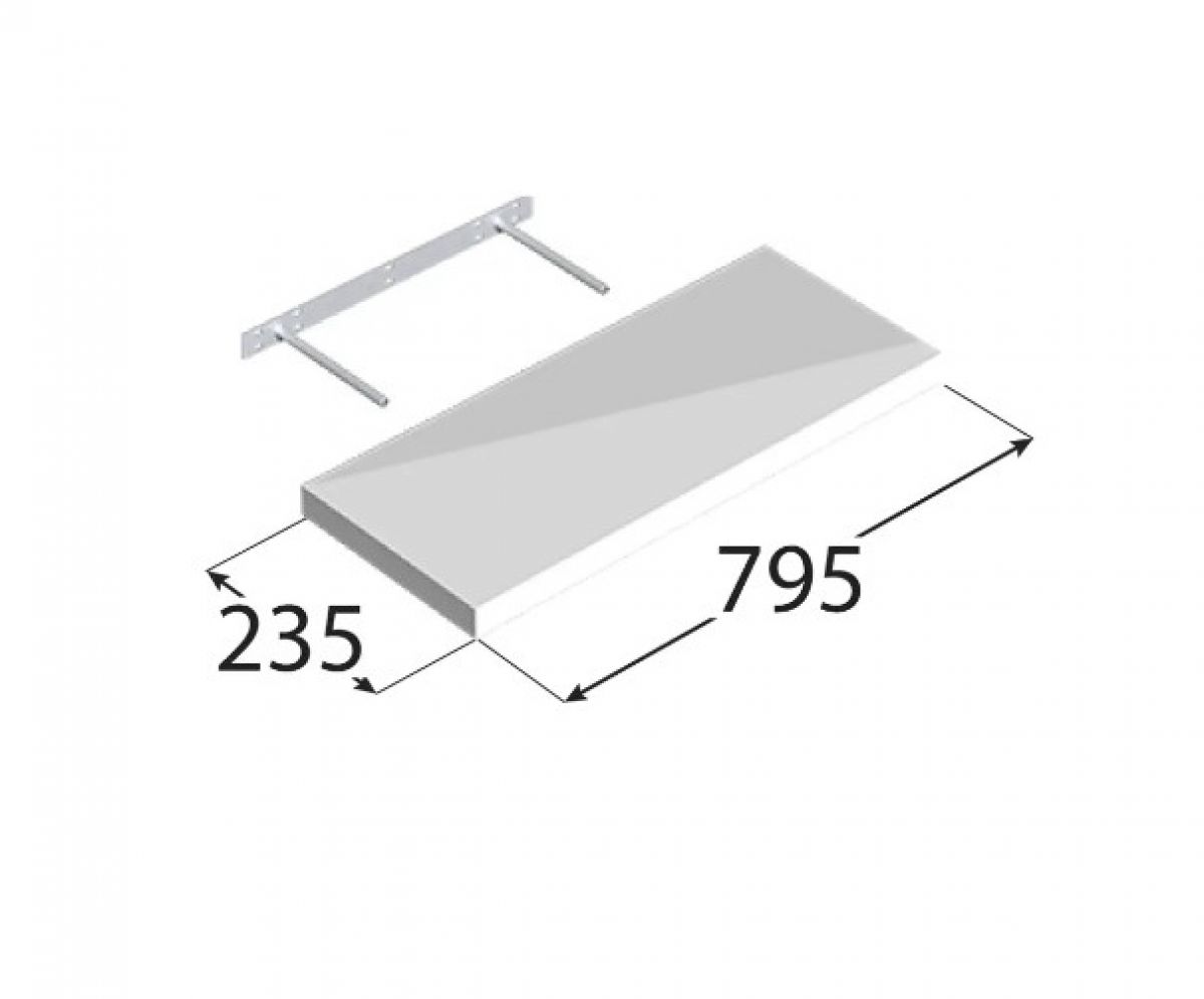 Shelf with hidden fastening 795/235, white