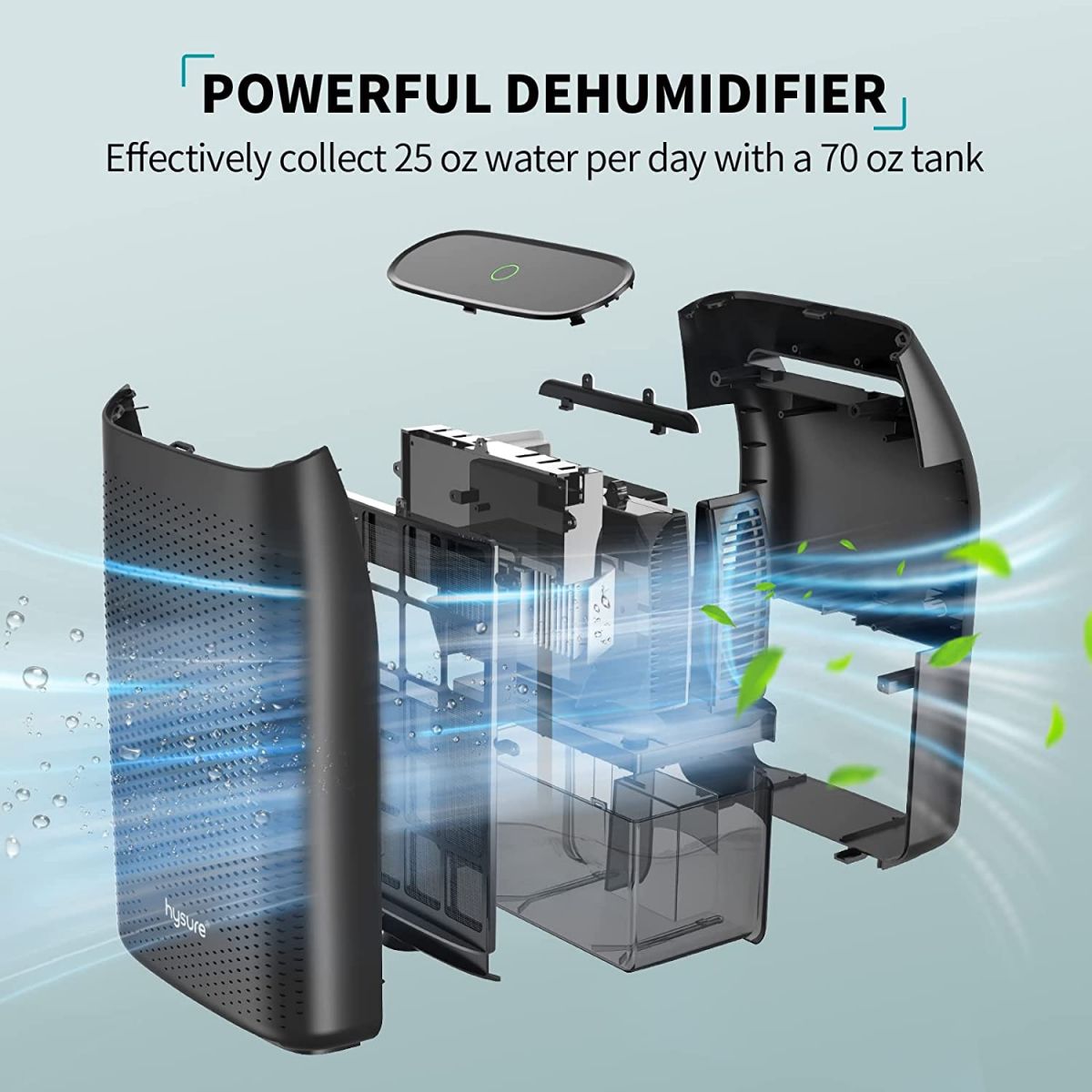 Hysure Electric Dehumidifier 2000ml, black