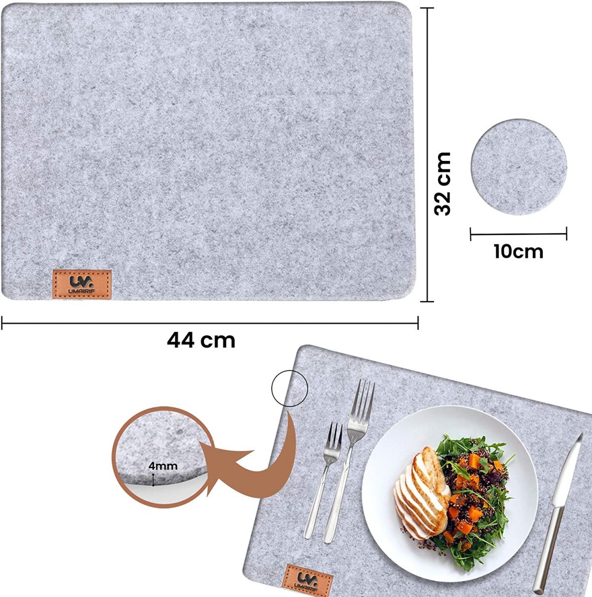 Table mat 44×32 cm, set of 12 items