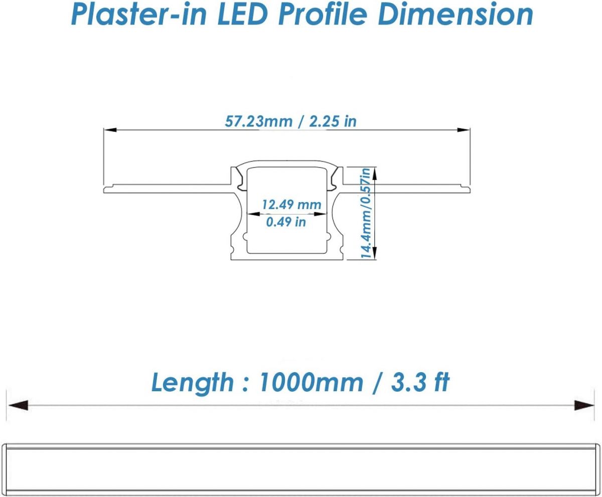 Aluminum profile for LED strip 6 x 1 m