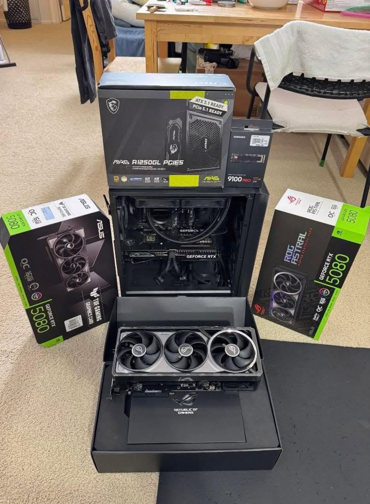 GeForce RTX 5090, RTX 5080, RTX 5070 Ti, RTX 5070, RTX 4090, RTX 4080 Super,  RTX 4080, RTX 4070 Ti Super,  RTX 4070 Ti, RTX 4070 Super,