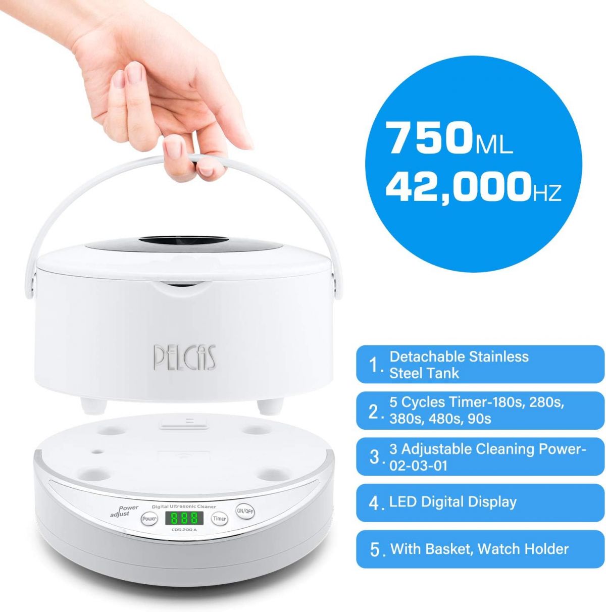 PELCAS Ultrasonic Cleaner 750 ml 