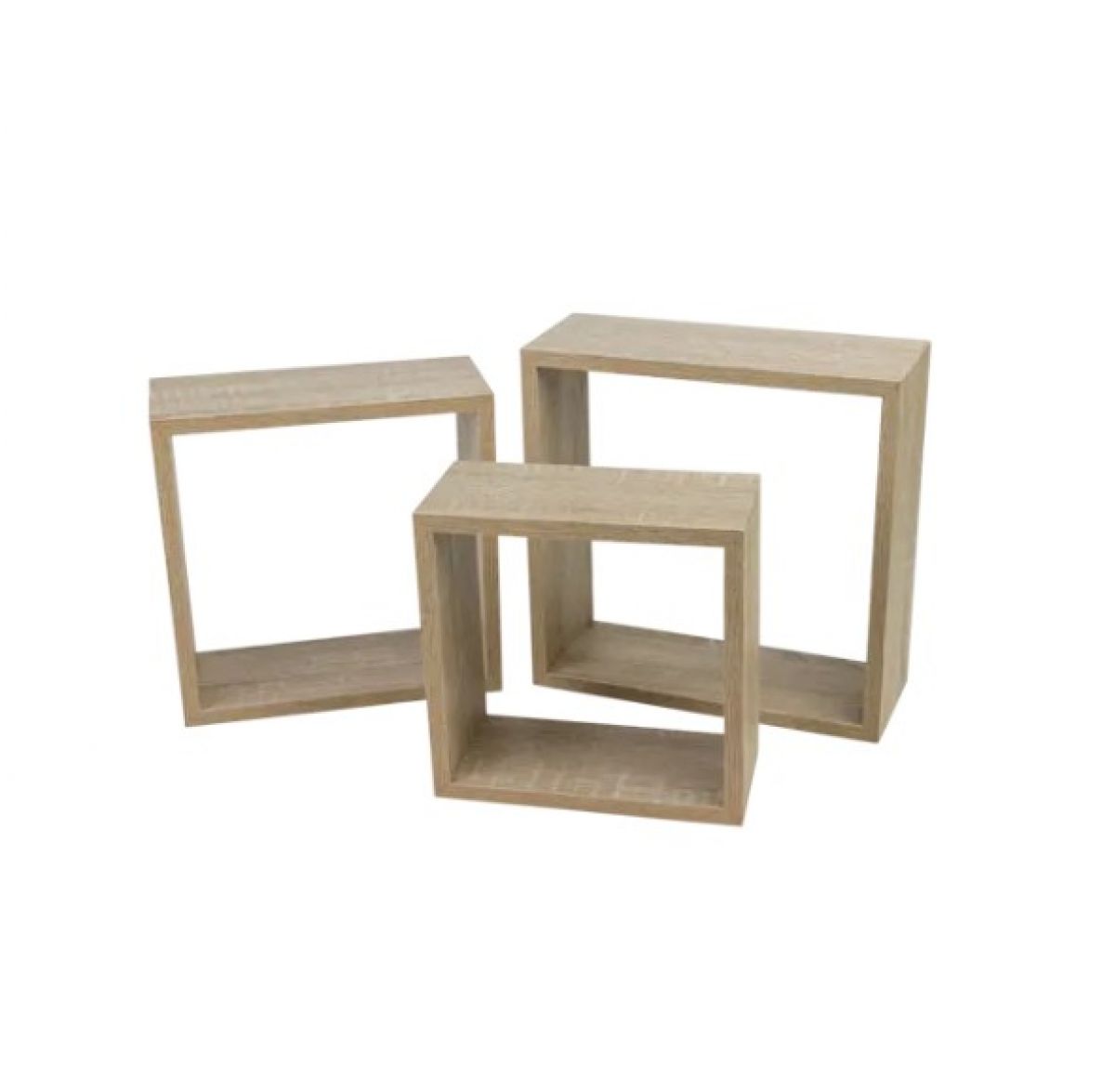 Set of 3 shelves, oak, square