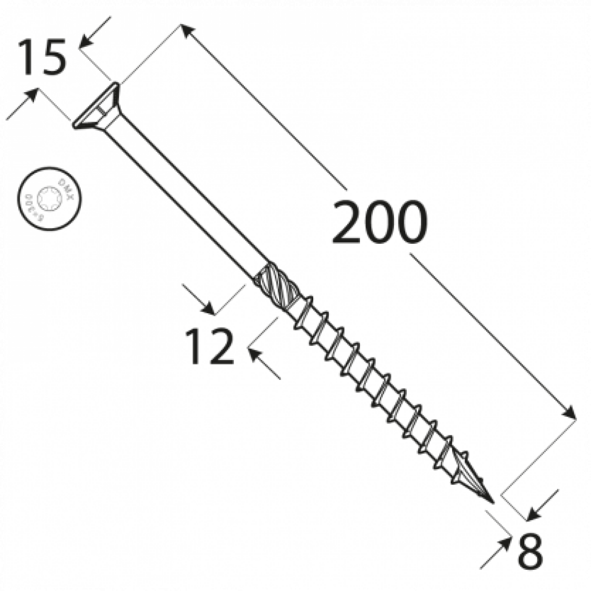 Wood screw CS 8x200 TX40 (50 pcs.pack)