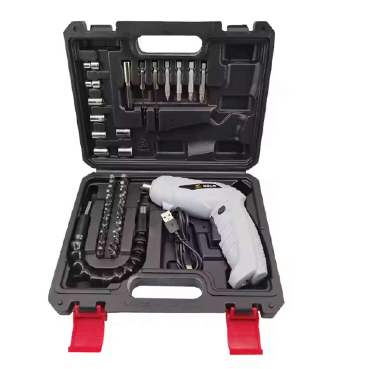 Electric screwdriver with USB charging and a set of attachments (47 pcs)