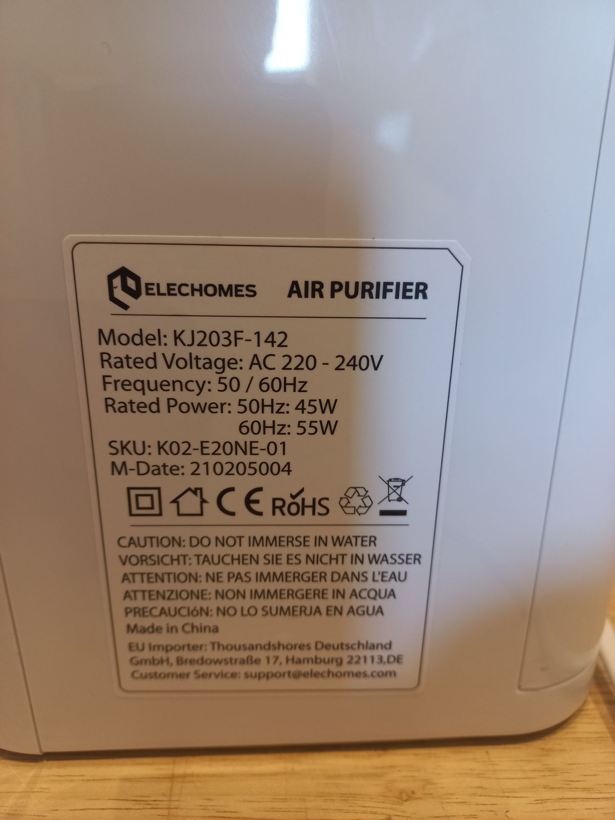 Air Purifier Elechomes KJ203F-142