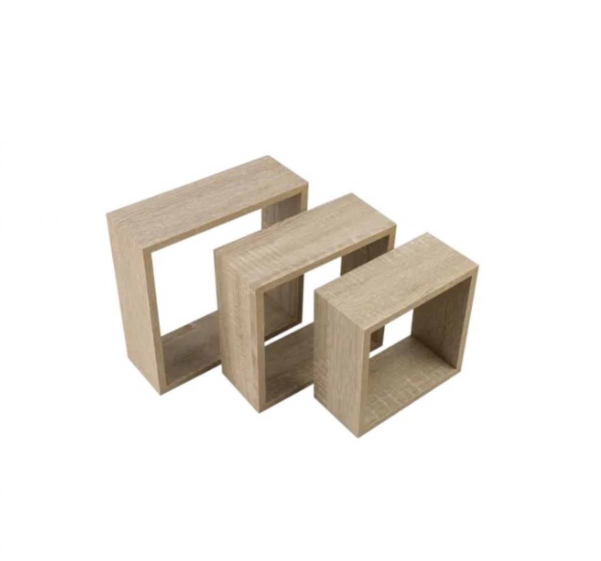 Set of 3 shelves, oak, square