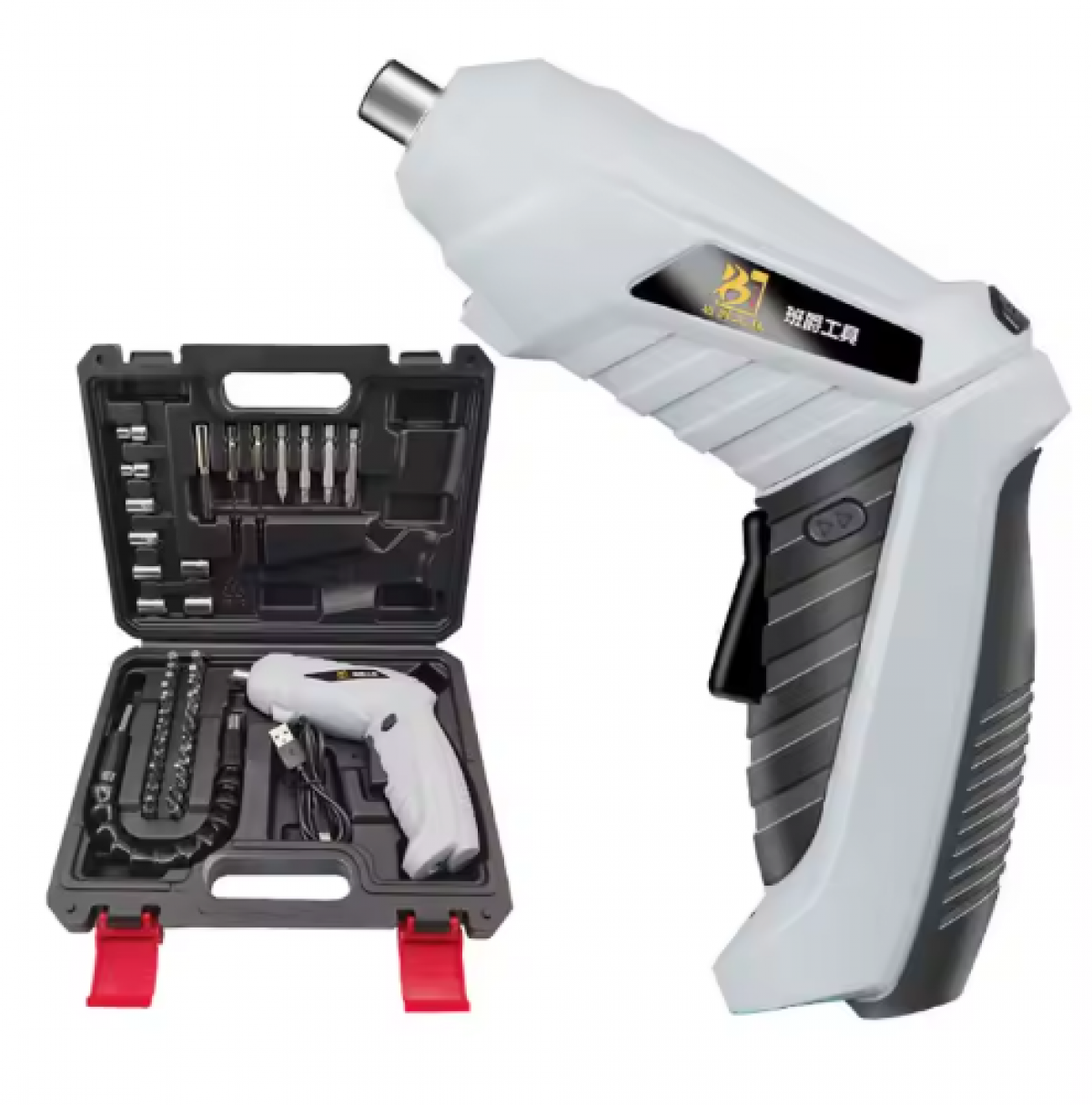 Electric screwdriver with USB charging and a set of attachments (47 pcs)
