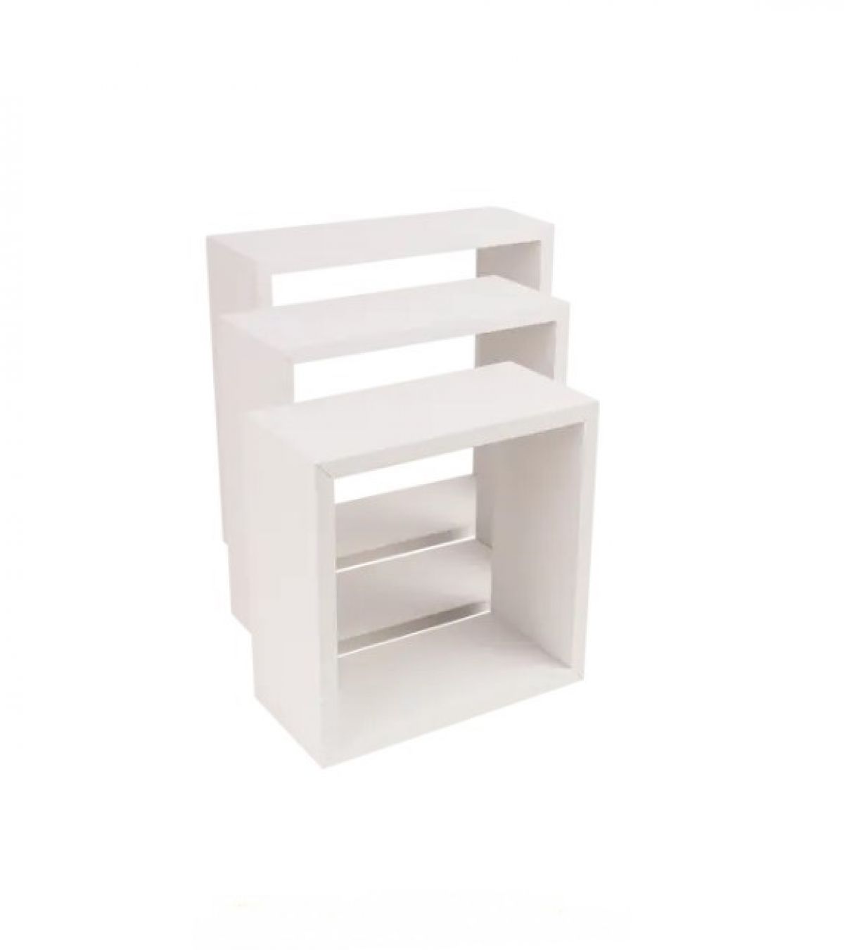 Set of 3 shelves, white, square