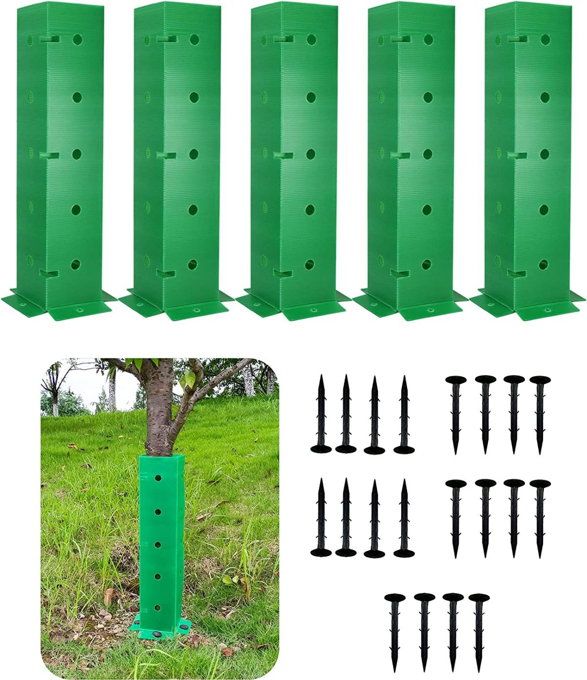 Puutüve kaitse Superb Symbols, 114 cm kõrgus, roheline, 5 tk
