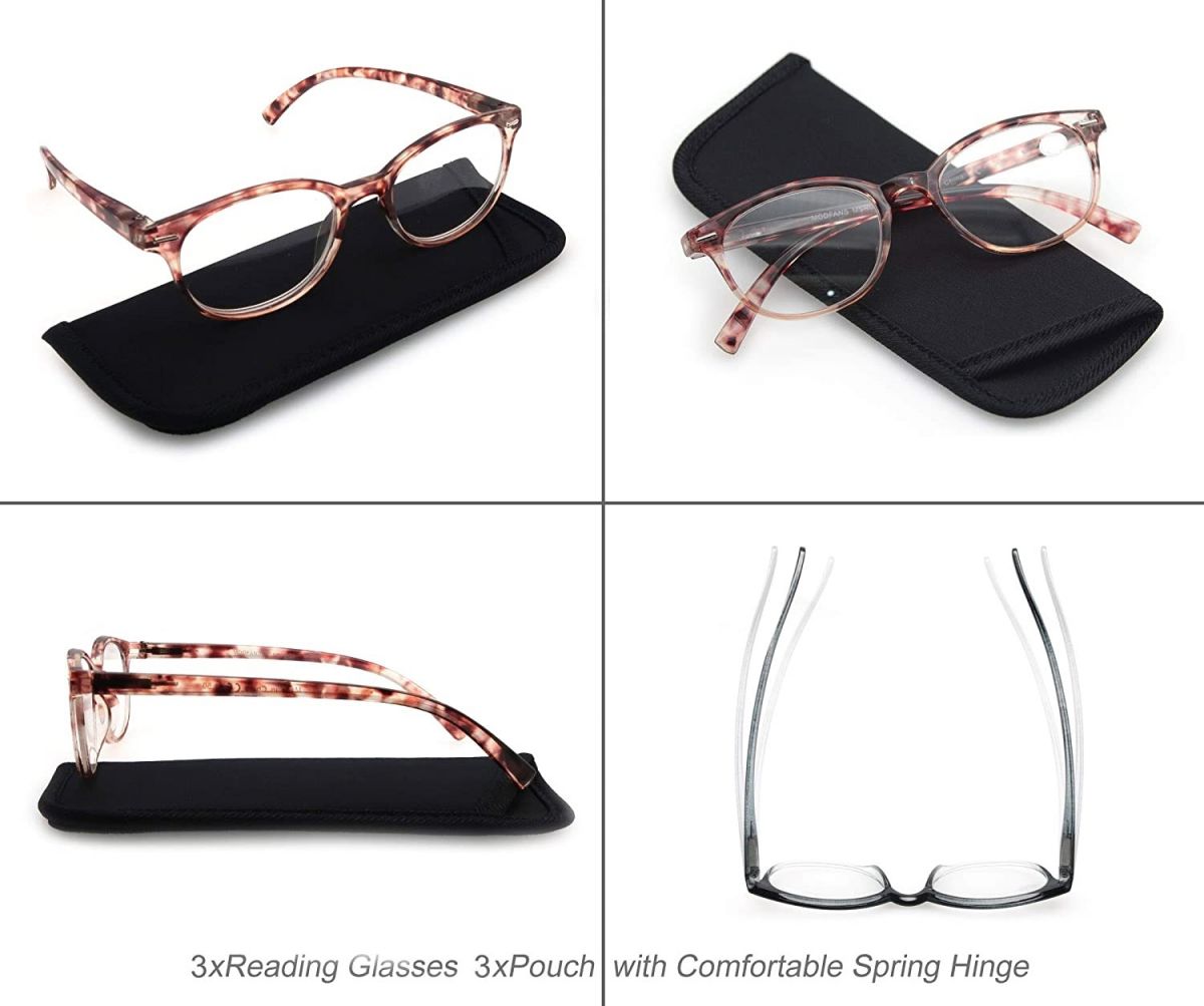 Reading glasses set of (3 Pack) +1.75 MODFANS (brown)