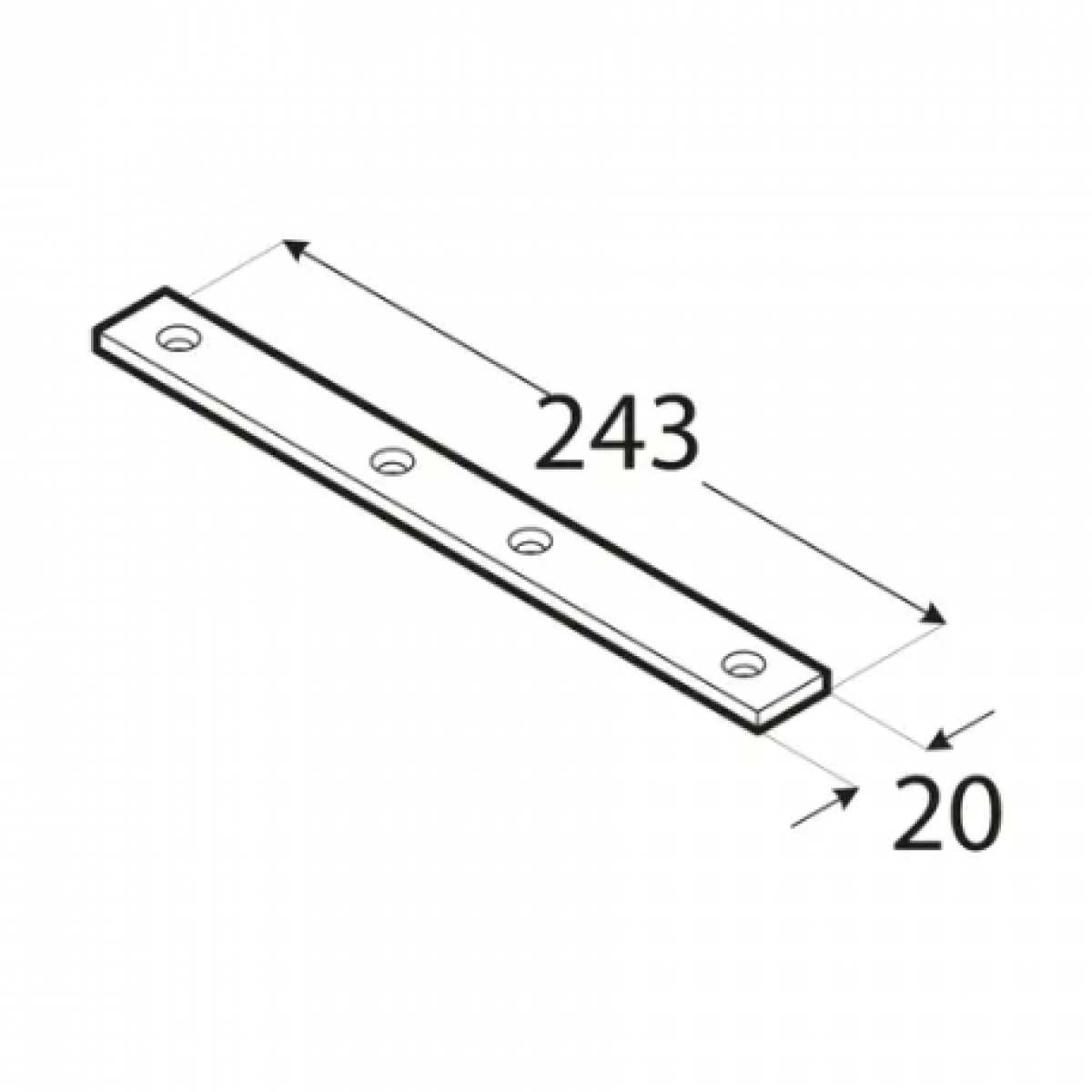 Naelutusplaat LW6 243x24x4,0 mm DOMAX