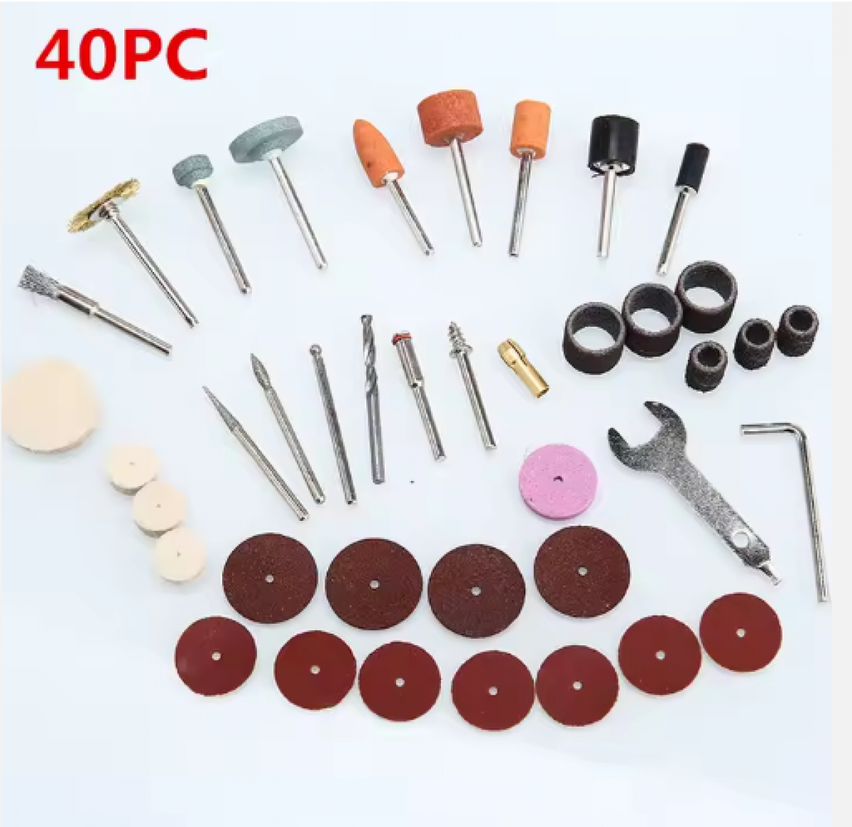Set of 40 grinding attachments for cutting and polishing
