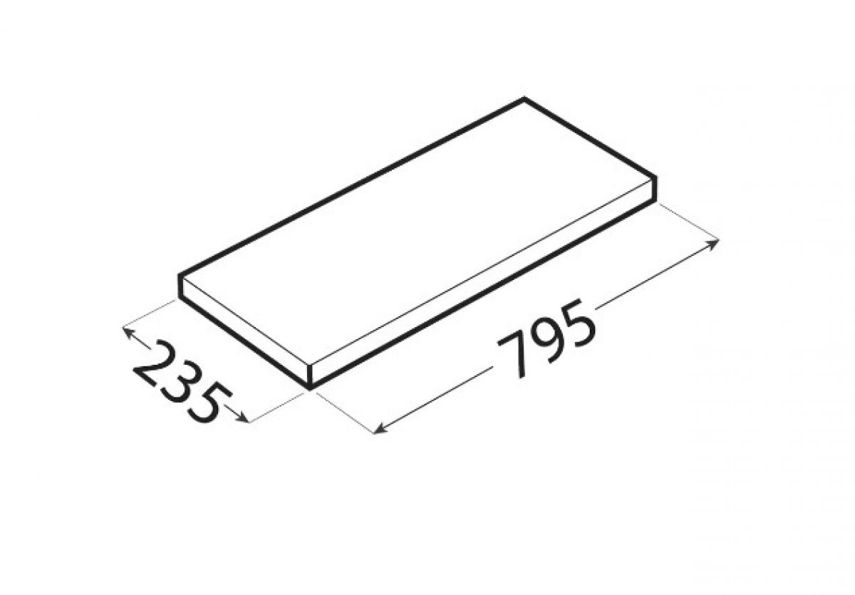 Peidetud kinnitusega riiul 795/235, hall