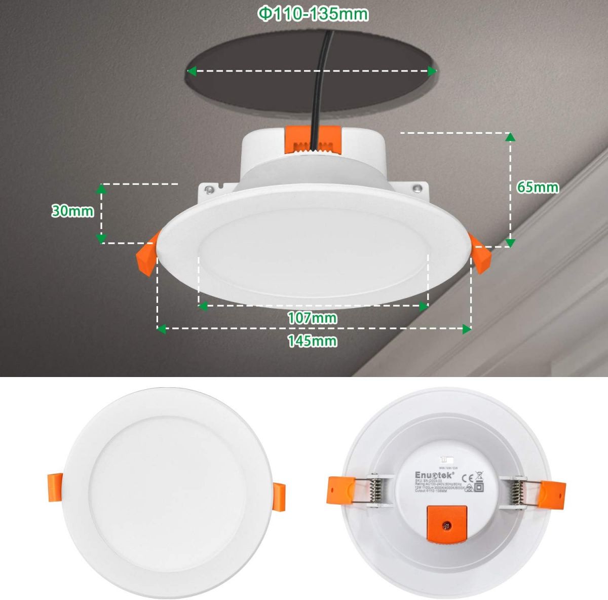 Süvistatav valgusti ENUOTEK vannituppa LED/12W, IP44 valge