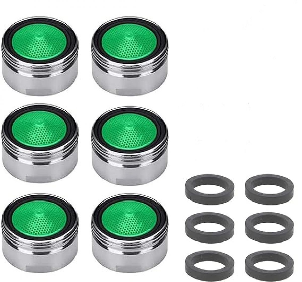 Pack of 6 Tap Filter Aerator Mixing Nozzle with Rubber Ring Pad