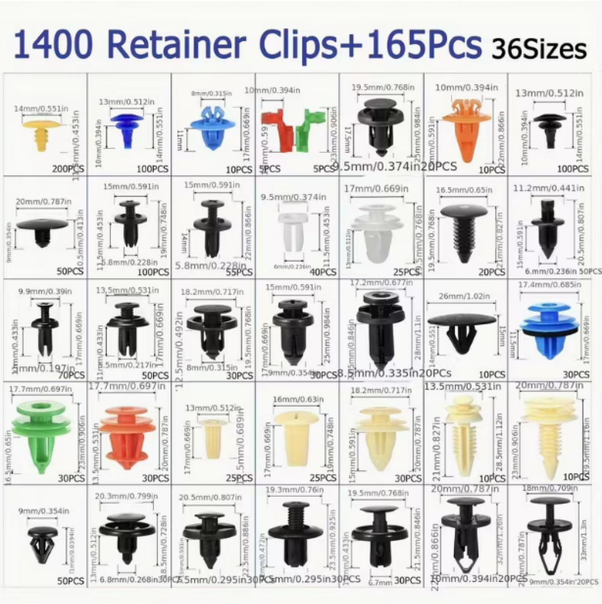 Autokinnitusdetailide komplekt (1565 osa) (36 suurust)