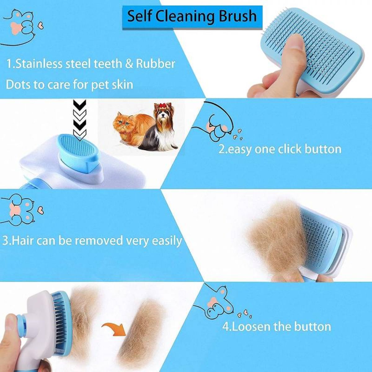 Brush for removing hair from dogs and cats