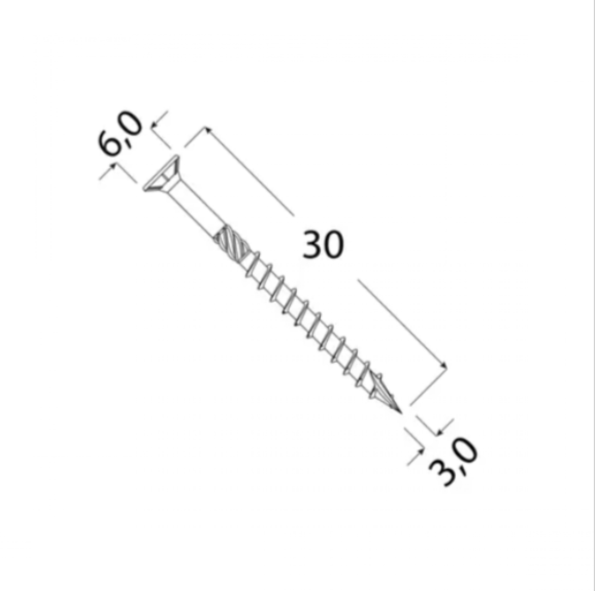 Wood screw CS 3x30 TX10 Zn (500 pcs.pack) DOMAX