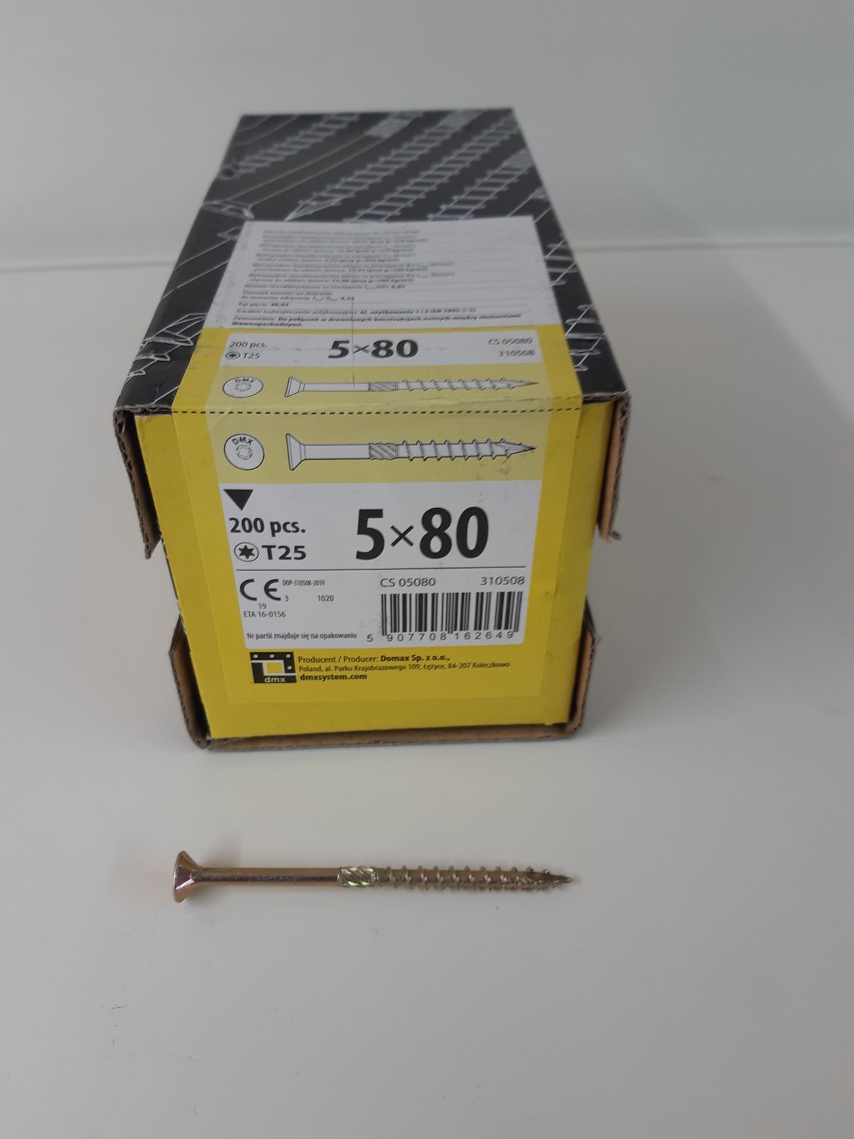 Construction screw with flat head CS 5×80 200 pcs/pack TORX T25