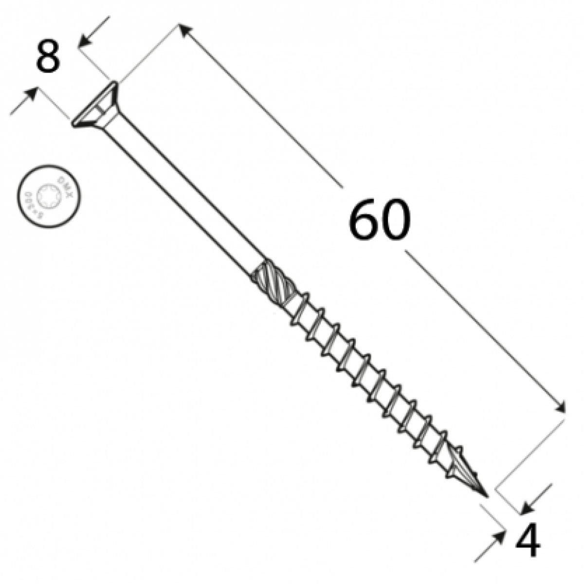 Puidukruvi CS 4x60 TX20 Zn (200 tk/pakk) DOMAX