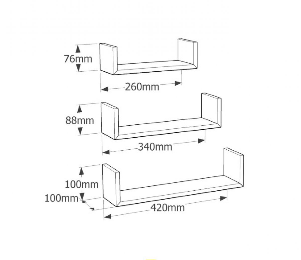 FUS 1 Set of shelves WHITE (Type U)