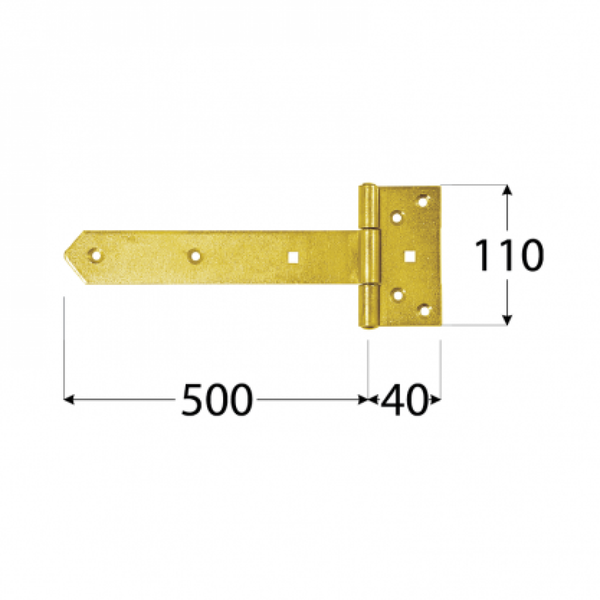 Väravahing tugevdatud ZBW500 500x40x110x4,0 mm, Zn Yellow