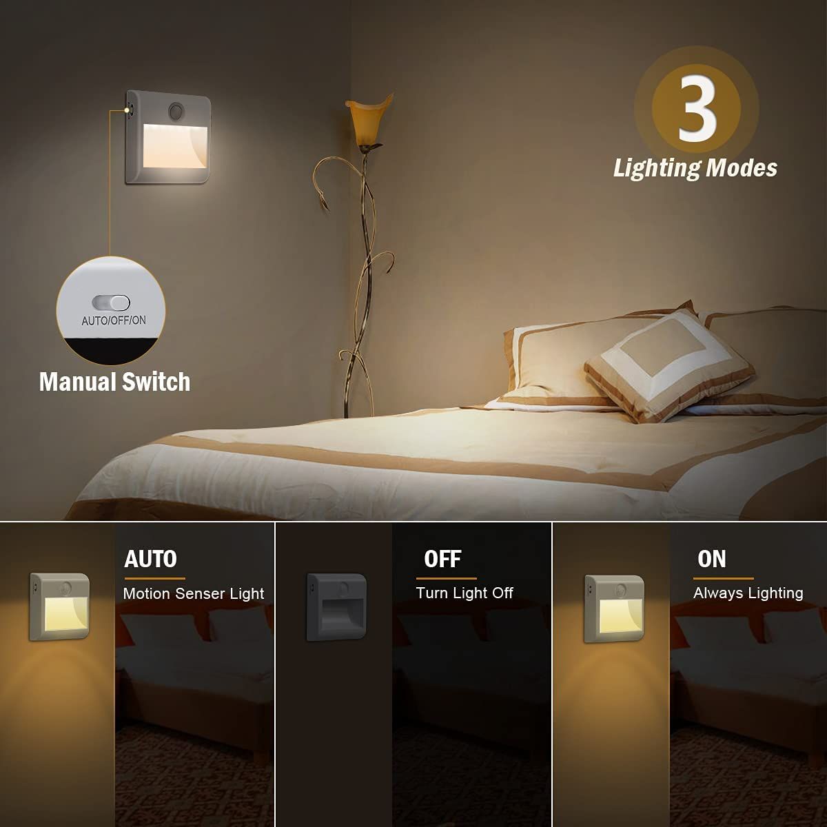 Night Light with Motion Sensor, Battery Operated (2 pcs)