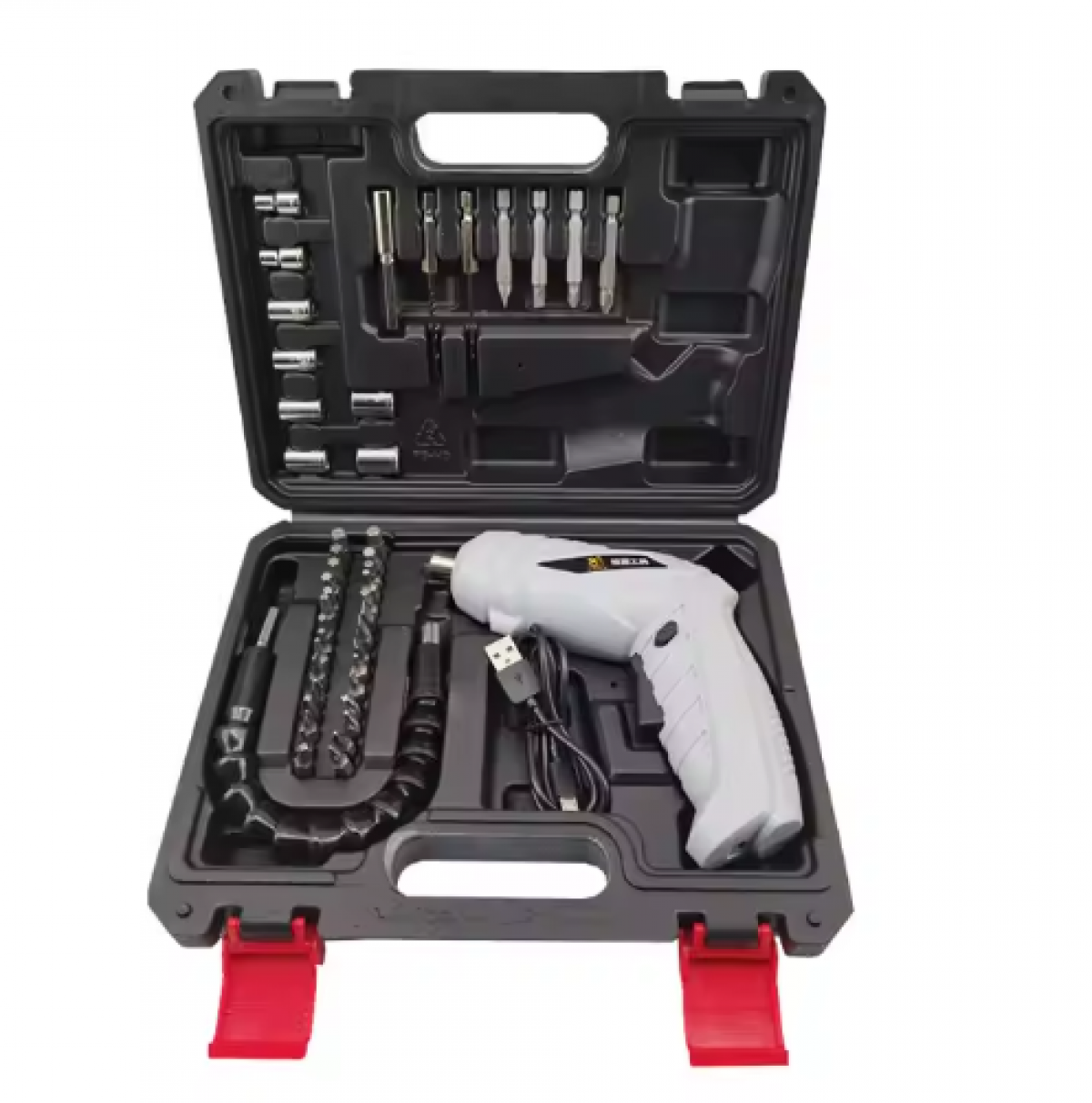 Electric screwdriver with USB charging and a set of attachments (47 pcs)