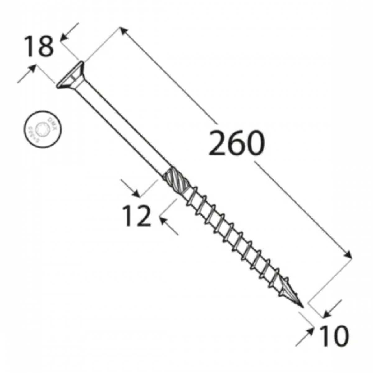Wood screw CS 10×260 TX40 (50 pcs.pack)