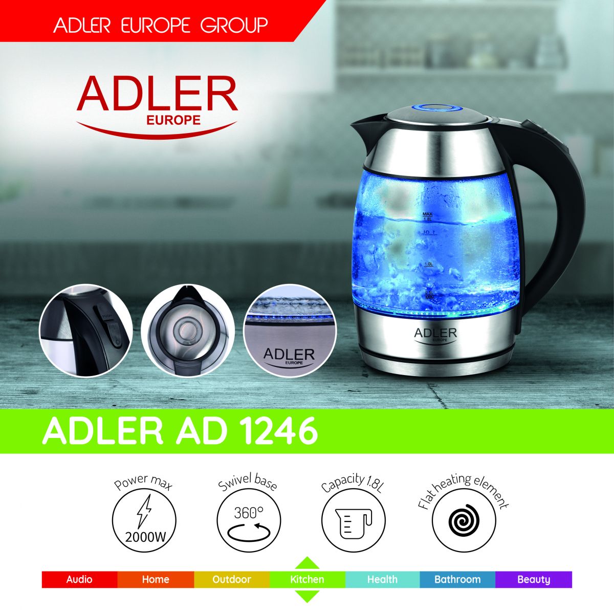 Adler AD 1246 Veekeetja 1,8 L