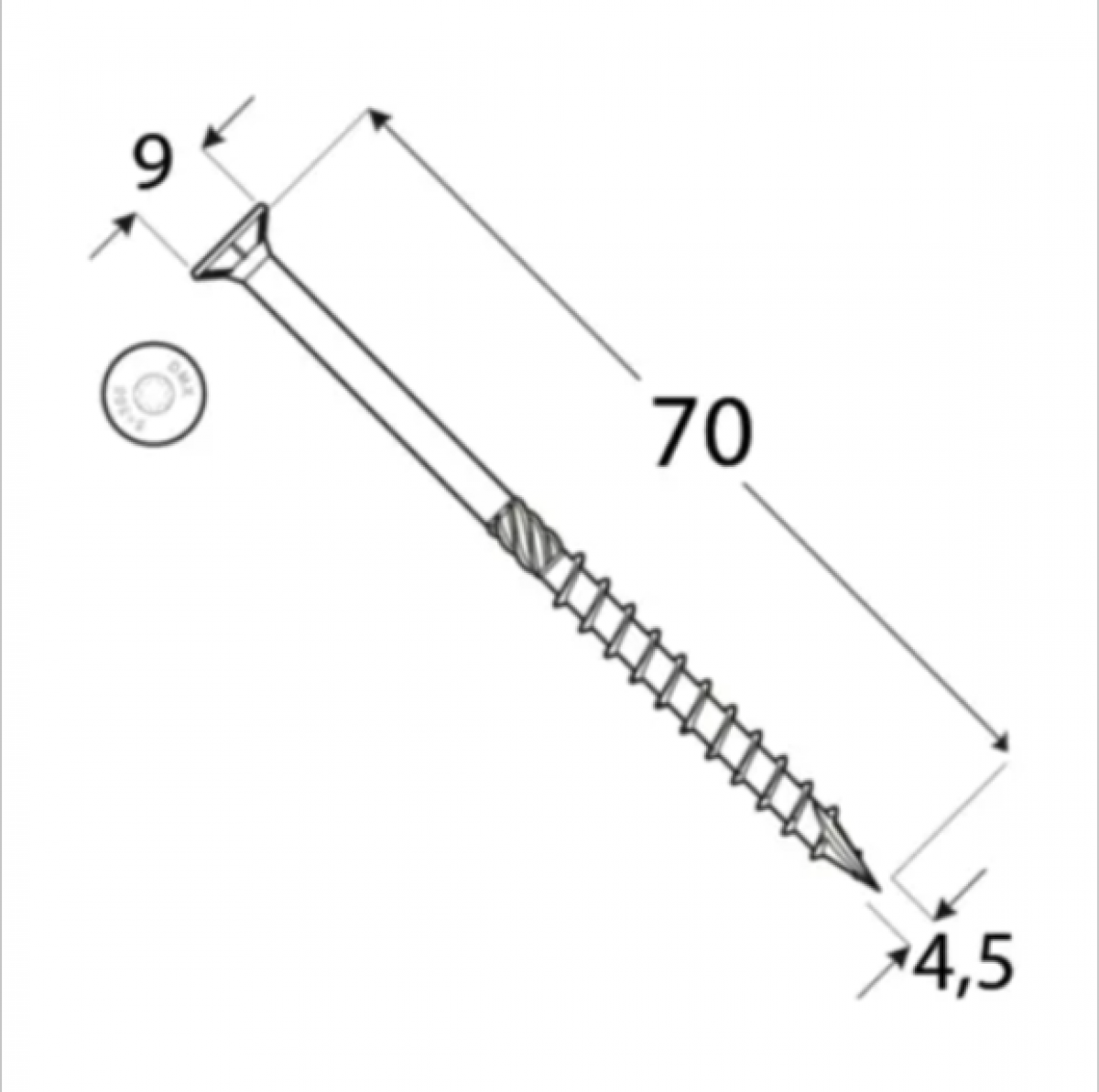 Wood screw CS 4,5×70 TX20 Zn (200 pcs/pack)
