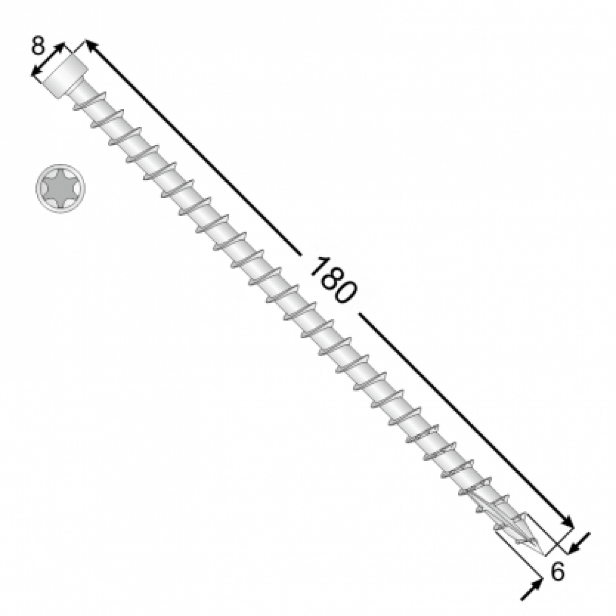 Puidukruvi CPW 6x180 TX30 (100 tk.pakk)