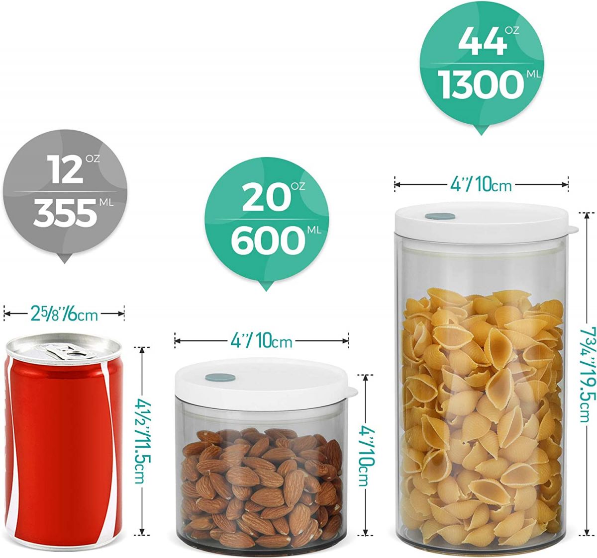 Storage jar set ComSaf 600 ml / 1300 ml