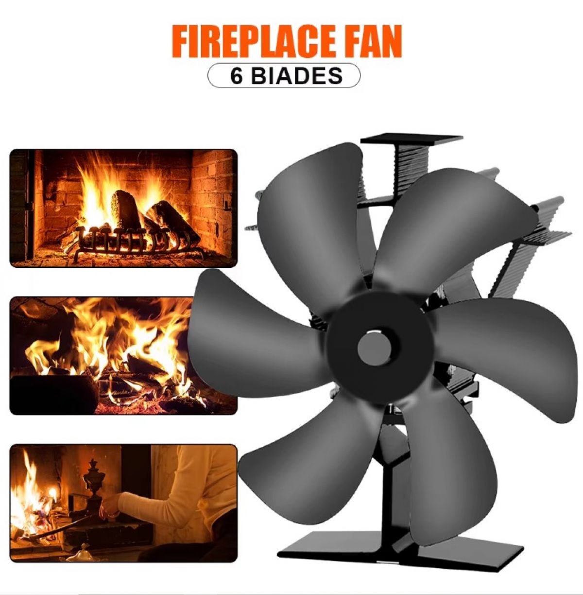 Stove Fan, 6 Blades Fireplace Fan