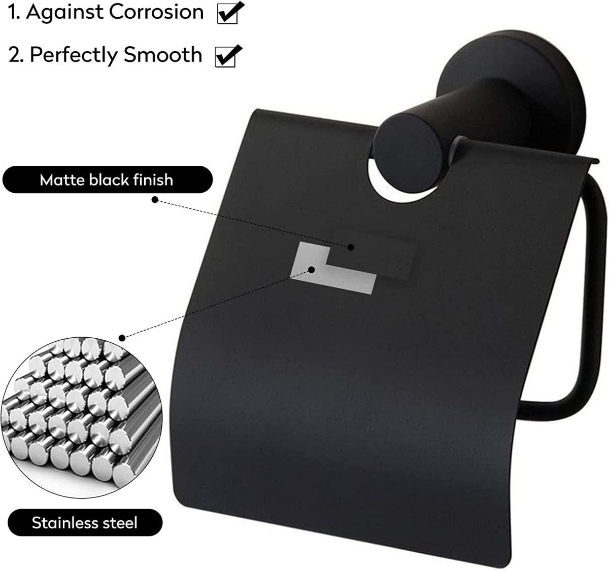 Toilet paper holder, Black (metal)