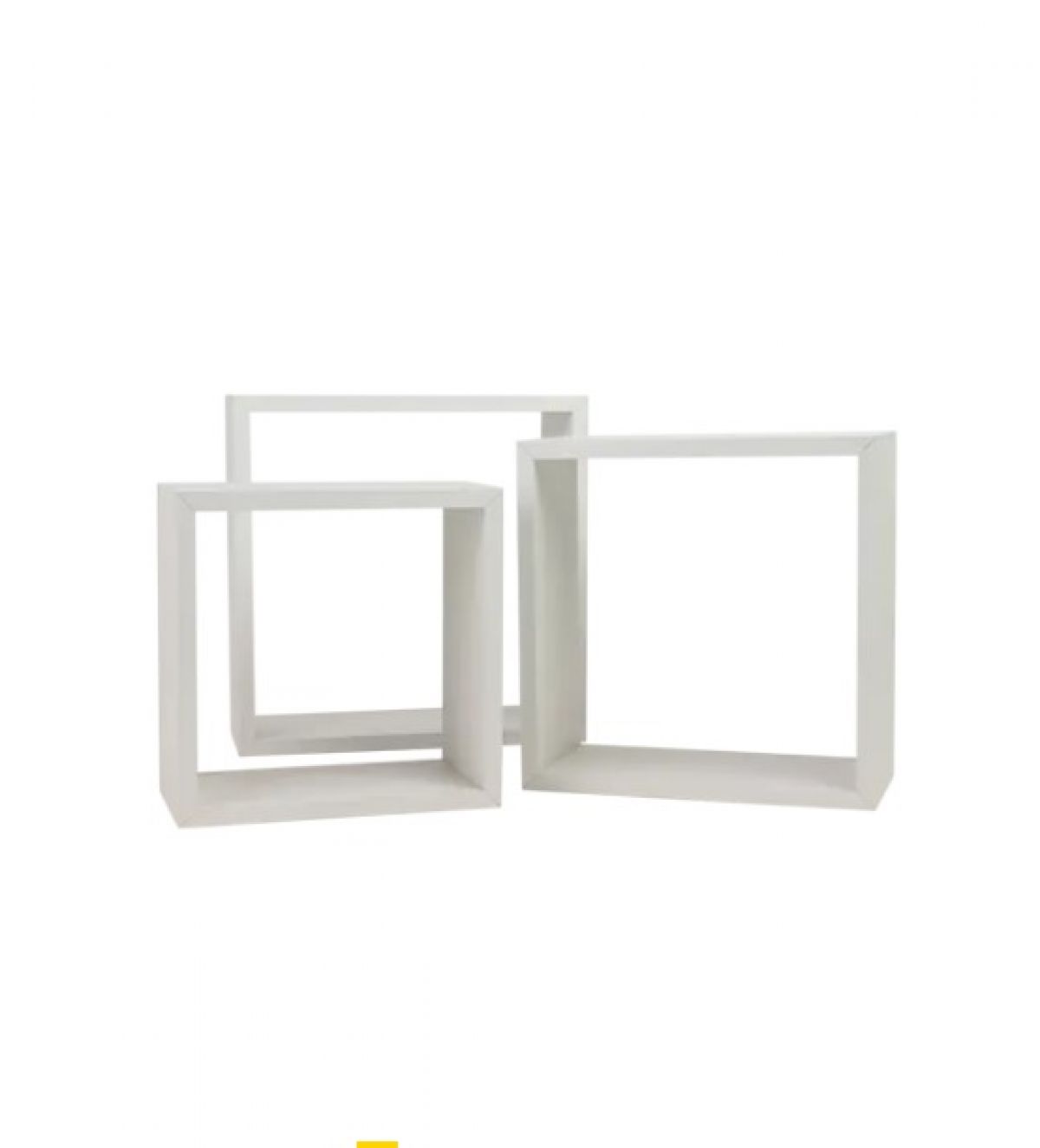 Set of 3 shelves, white, square