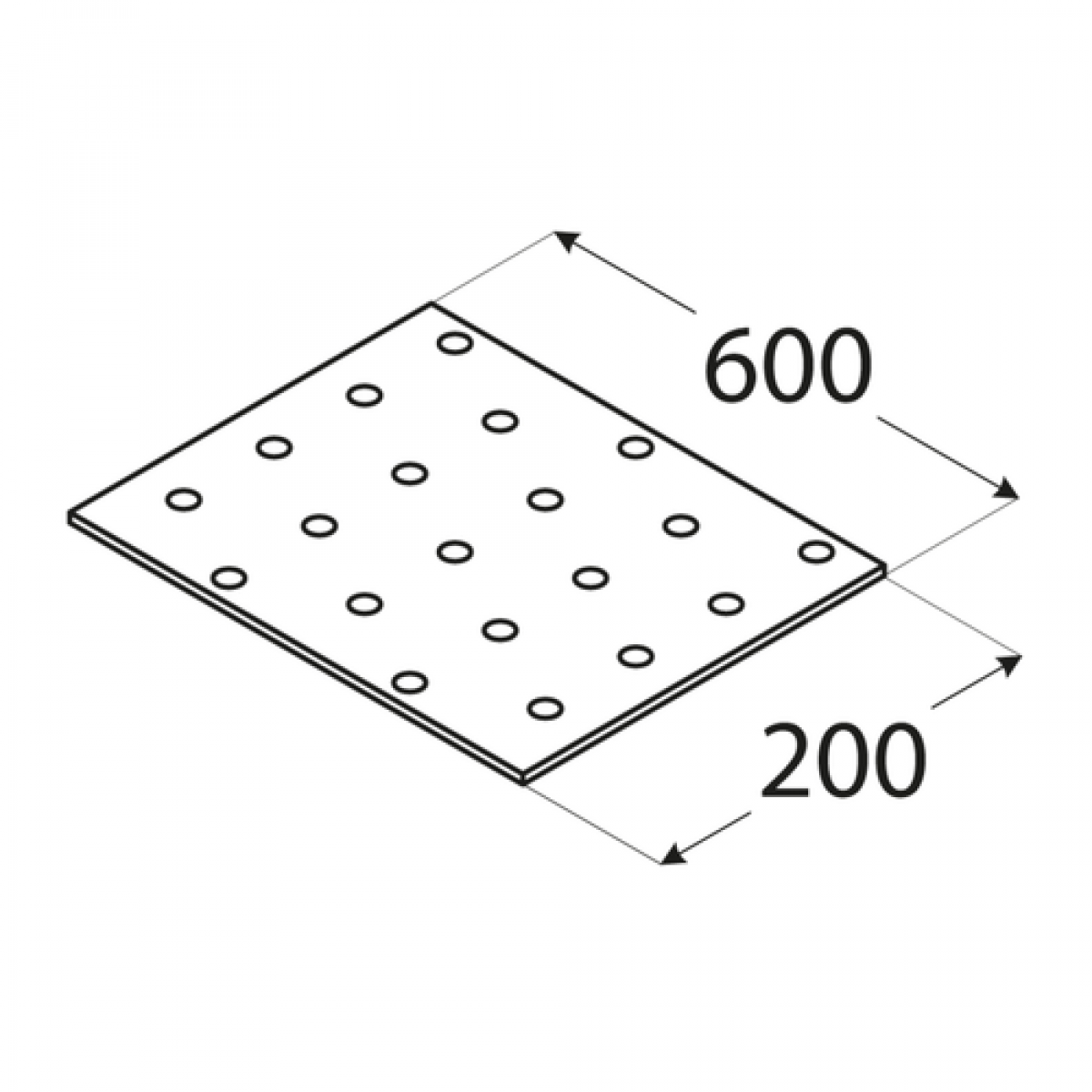 Perforated mounting plate PP27 200x600x2,0 mm DOMAX