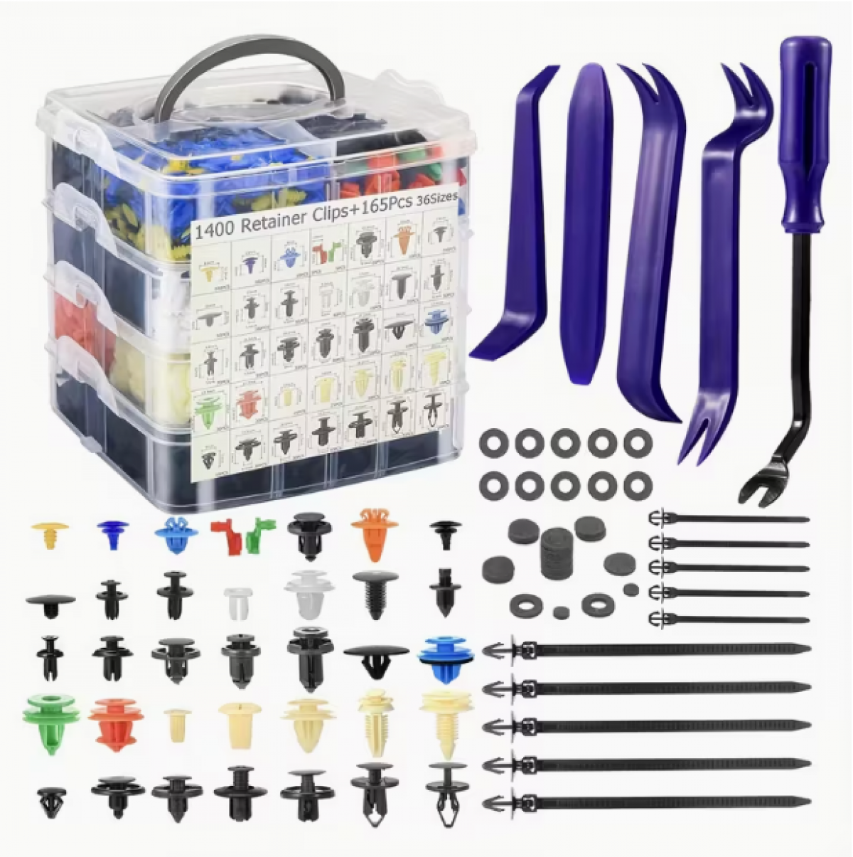 Autokinnitusdetailide komplekt (1565 osa) (36 suurust)