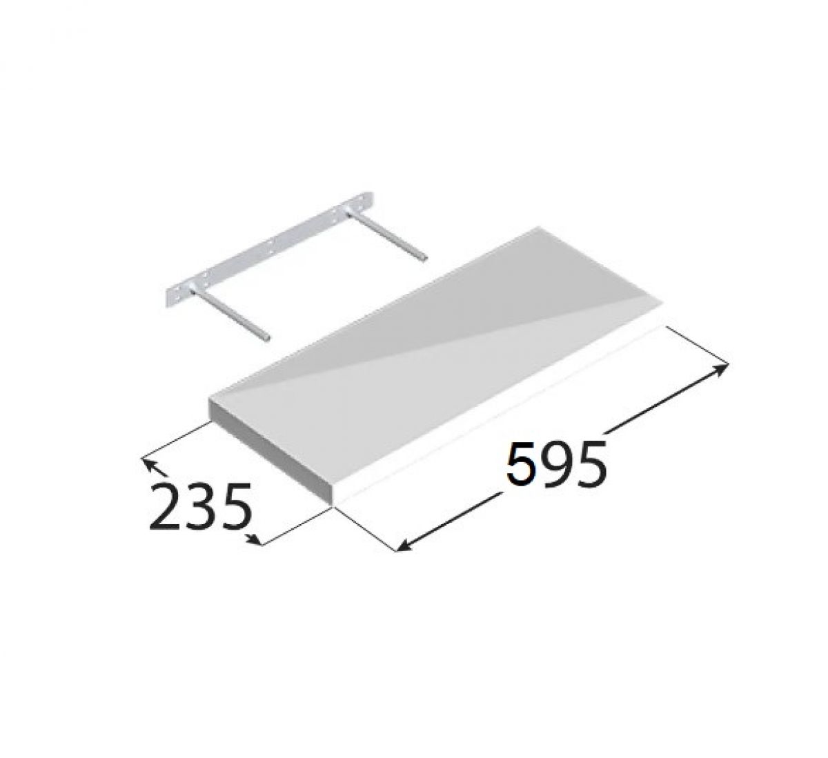 Shelf with hidden fastening 595/235, white