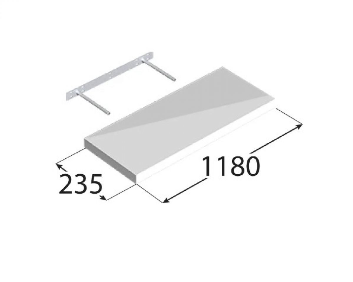 FSG 118/24 BI Floating shelf white 1180×235 high gloss