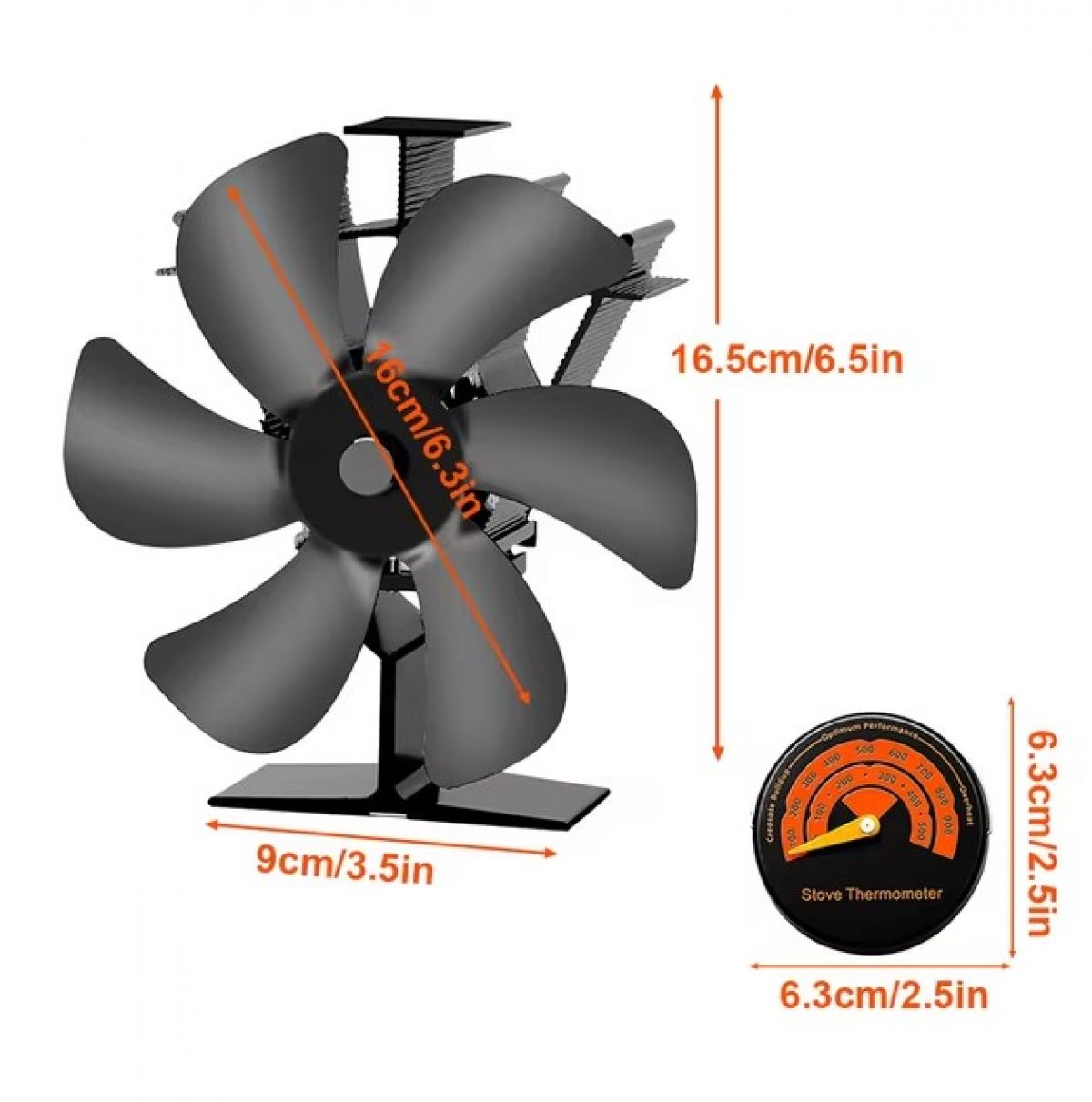 Stove Fan, 6 Blades Fireplace Fan